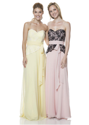 Slim Sweetheart Neck Chiffon Bridesmaid Dress With Sash